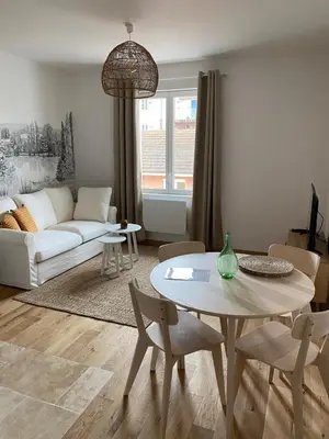 Coin salon dans l'établissement Hilo Charming Appartment Saint Laurent Sur Sane