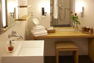 Salle de bains dans l'établissement Hameau de Blagny