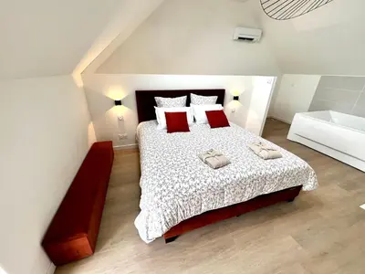 Un ou plusieurs lits dans un hébergement de l'établissement Nos 3 spas de bourgogne (3minutes de Beaune)