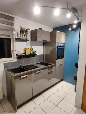 Cuisine ou kitchenette dans l'établissement Gîte du Moulin de Tart le Bas