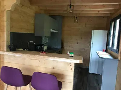 Cuisine ou kitchenette dans l'établissement Forest Jura Lodge - Chalet de la Vache