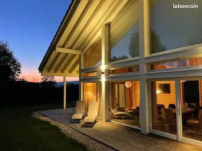 Balcon ou terrasse dans l'établissement chalet bien-être 100m² -Gîte les 4 saisons - Lac de Chalain