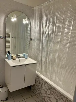 Salle de bains dans l'établissement Confort & style dans ce joli appartement de 44 m2, chambre séparée, PLEIN CENTRE de Dole