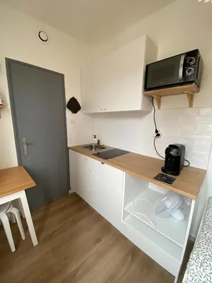Cuisine ou kitchenette dans l'établissement Cocon Urbain - Studio proche hôpital
