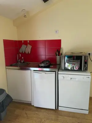 Cuisine ou kitchenette dans l'établissement Le cocon de Mya