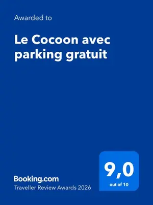 Certificat, récompense, panneau ou autre document affiché dans l'établissement Le Cocoon avec parking gratuit