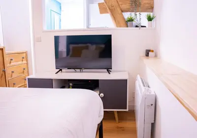 Télévision ou salle de divertissement dans l'établissement Évasion urbaine studio moderne à Chalon