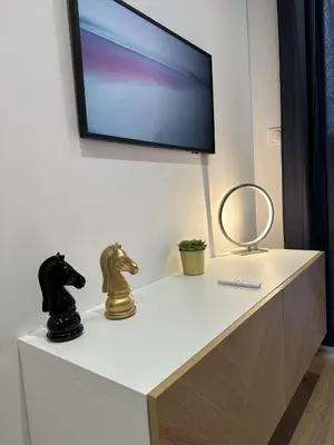 Télévision ou salle de divertissement dans l'établissement Résidence République
