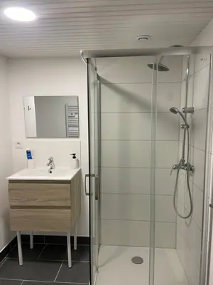 Salle de bains dans l'établissement Les Pichies, T2 Maxou, centre ville.
