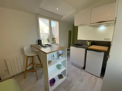 Cuisine ou kitchenette dans l'établissement Studio en Rez de jardin Le clos des Cent Vignes à Beaune