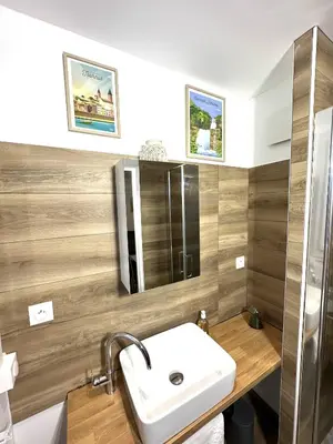 Salle de bains dans l'établissement LAppart de Droite Confort en ville avec parking privé