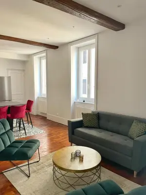 Coin salon dans l'établissement Center Macon charmant appartement avec vue sur la Saone
