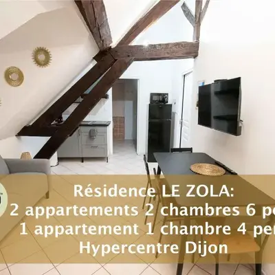 Résidence Le Zola composé de 3 appartements distincts en Hyper Centre de Dijon avec WIFI