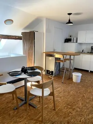 Cuisine ou kitchenette dans l'établissement Studio Orgelet-Lac de Vouglans