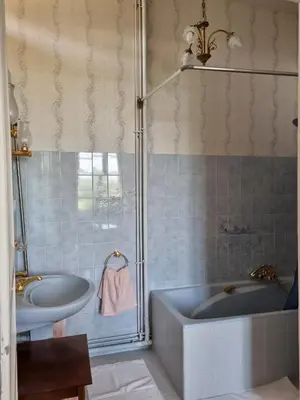 Salle de bains dans l'établissement Chateau Le Plessis