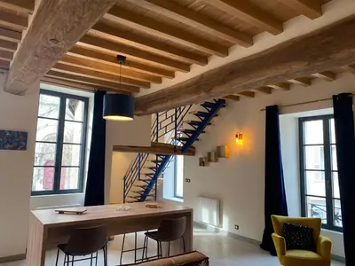 Coin salon dans l'établissement Maison Authentique « Bleue Nuits »
