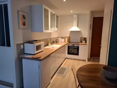 Cuisine ou kitchenette dans l'établissement Studio centre Macon place aux herbes