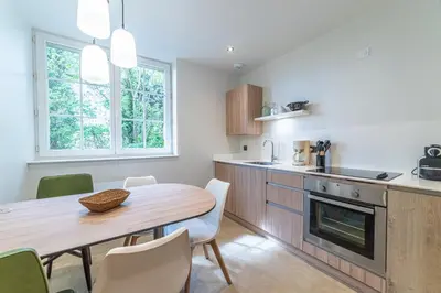 Cuisine ou kitchenette dans l'établissement Le Jungle - Appt pour 6 avec parking privé
