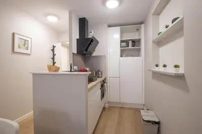 Cuisine ou kitchenette dans l'établissement Appart'Hotel Tournusien