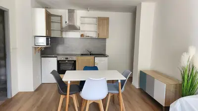 Cuisine ou kitchenette dans l'établissement Appartement tout confort vue sur les forts