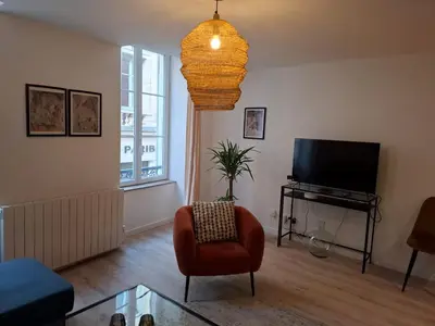 Télévision ou salle de divertissement dans l'établissement Joli appartement au coeur de Mâcon