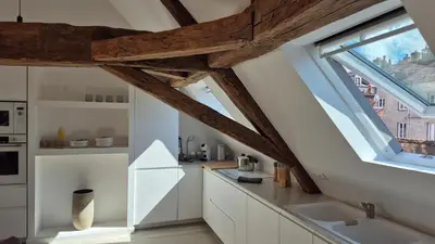 Cuisine ou kitchenette dans l'établissement L'Arbre Voyageur - Suite de Luxe au cœur d'Autun