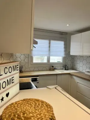Cuisine ou kitchenette dans l'établissement Le Bellevue - Gare & Les Jardins Darcy - T3 - Parking Free