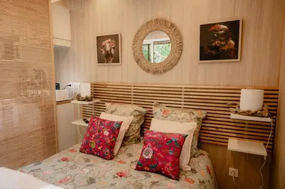Un ou plusieurs lits dans un hébergement de l'établissement La Casa du Vau - Tiny House