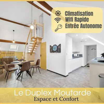 Plan de l'établissement Le Duplex Moutarde, prox centre et Gare, 50m2, climatisation