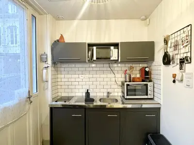 Cuisine ou kitchenette dans l'établissement Studio Le Bareuzai