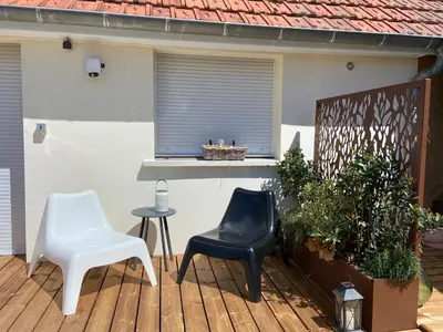 Balcon ou terrasse dans l'établissement Petite maison cosy Chez Georges