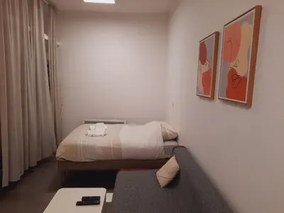 Un ou plusieurs lits dans un hébergement de l'établissement Grand studio au calme - Dijon centre