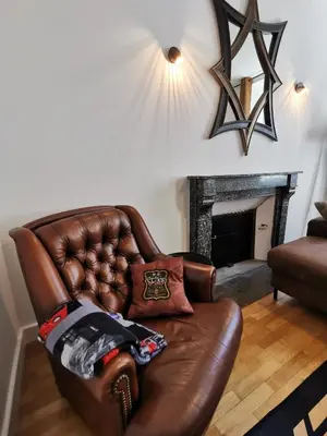 Coin salon dans l'établissement Appartement 3 chambres au cœur du Jura, idéal famille