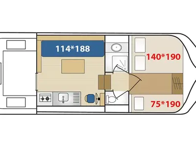 Plan de l'établissement Chaleureux Bateau Stationnaire pour 5 pers. - API-1-46-17