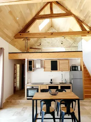 Cuisine ou kitchenette dans l'établissement Gîte Le Pavillon Vougeot - Romanée - SPA