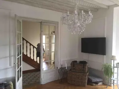 Télévision ou salle de divertissement dans l'établissement Bourgogne grande maison avec jardin à la française