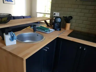 Cuisine ou kitchenette dans l'établissement gîte des liserons