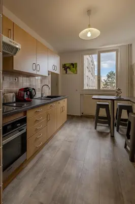 Cuisine ou kitchenette dans l'établissement Chez André