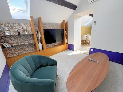 Télévision ou salle de divertissement dans l'établissement Grand duplex haut de gamme, 4pers, hyper centre, climatisation, stationnements à 10m , très calme