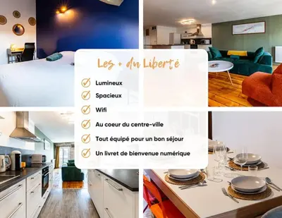 Cuisine ou kitchenette dans l'établissement Le Liberté Coeur de ville Duplex
