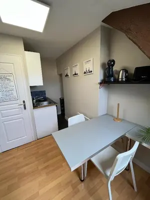 Cuisine ou kitchenette dans l'établissement Studio rénové gare Dijon