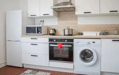 Cuisine ou kitchenette dans l'établissement Charmant appartement T1 Mâcon