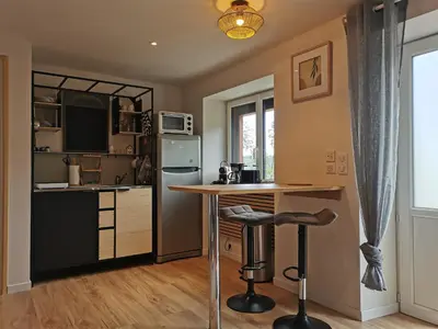 Cuisine ou kitchenette dans l'établissement Maison de la fontaine aux daims