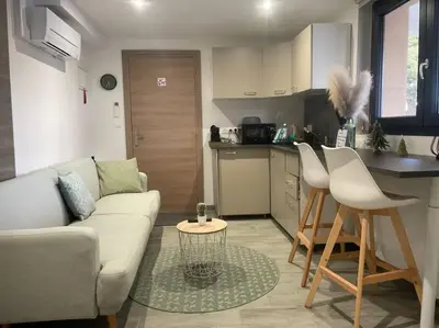 Cuisine ou kitchenette dans l'établissement Harmonie Apartments - Pool & Free Parking, 5 min A6 & Chalon sur Saone