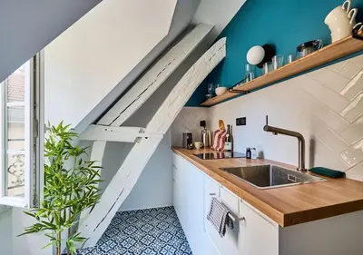 Cuisine ou kitchenette dans l'établissement Suite - Le Monge - Dijon Centre Historique