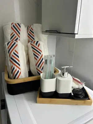 Cuisine ou kitchenette dans l'établissement Appartement avec jacuzzi
