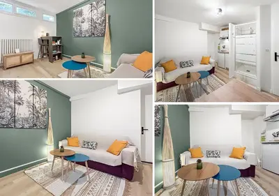 Coin salon dans l'établissement Cosy et fonctionnel, à quelques minutes du centre