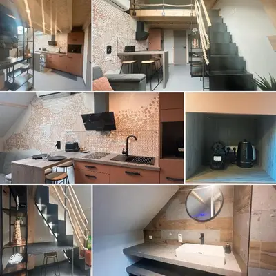 Cuisine ou kitchenette dans l'établissement La mezzanine