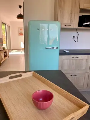 Cuisine ou kitchenette dans l'établissement Le gîte de la fontaine - le renard