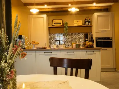 Cuisine ou kitchenette dans l'établissement La Longère de Bourgogne